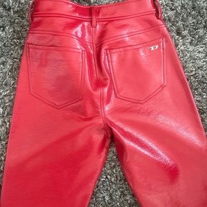 Diesel cherry red faux leather pants